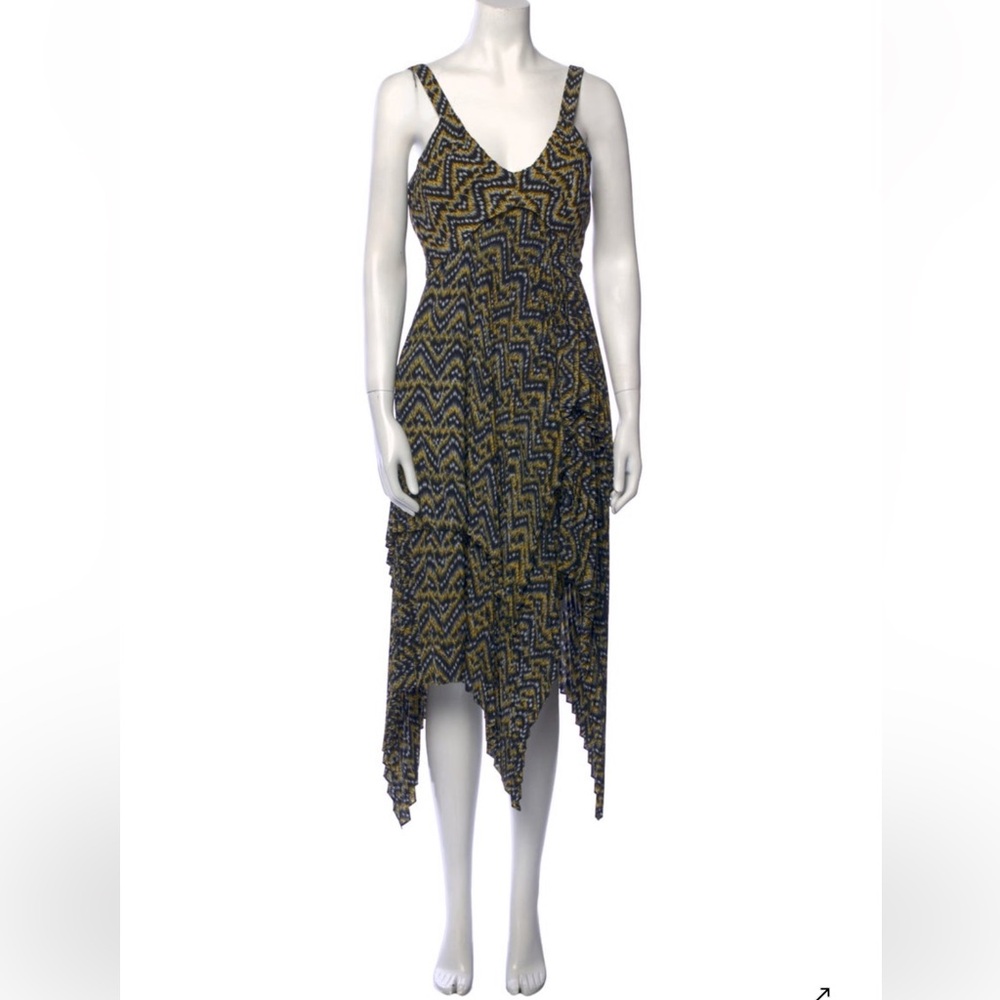 A.L.C. Silk Dress black white gold asymmetrical hem sleeveless